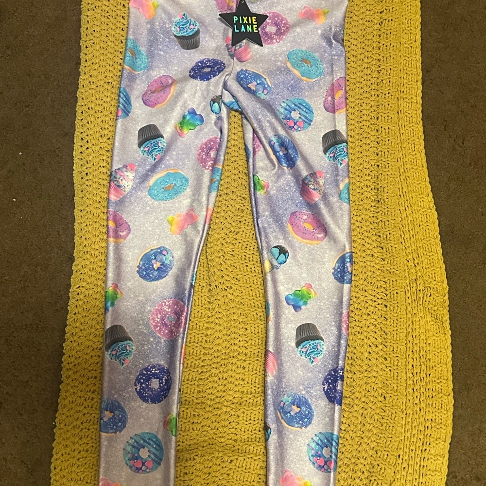 Pixie Lane Kids Donut Print Leggings - Size 9/10
